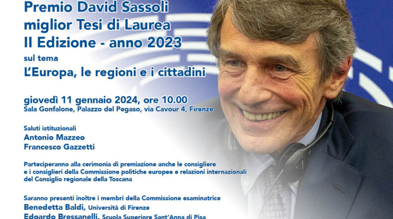 Premio David Sassoli: secondo premio ex equo per due laureati UniPi