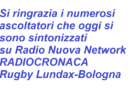 RADIO NUOVA NETWORK RUGBY DOMENICA 21 ORE 14,25 IN DIRETTA IL RUGBY